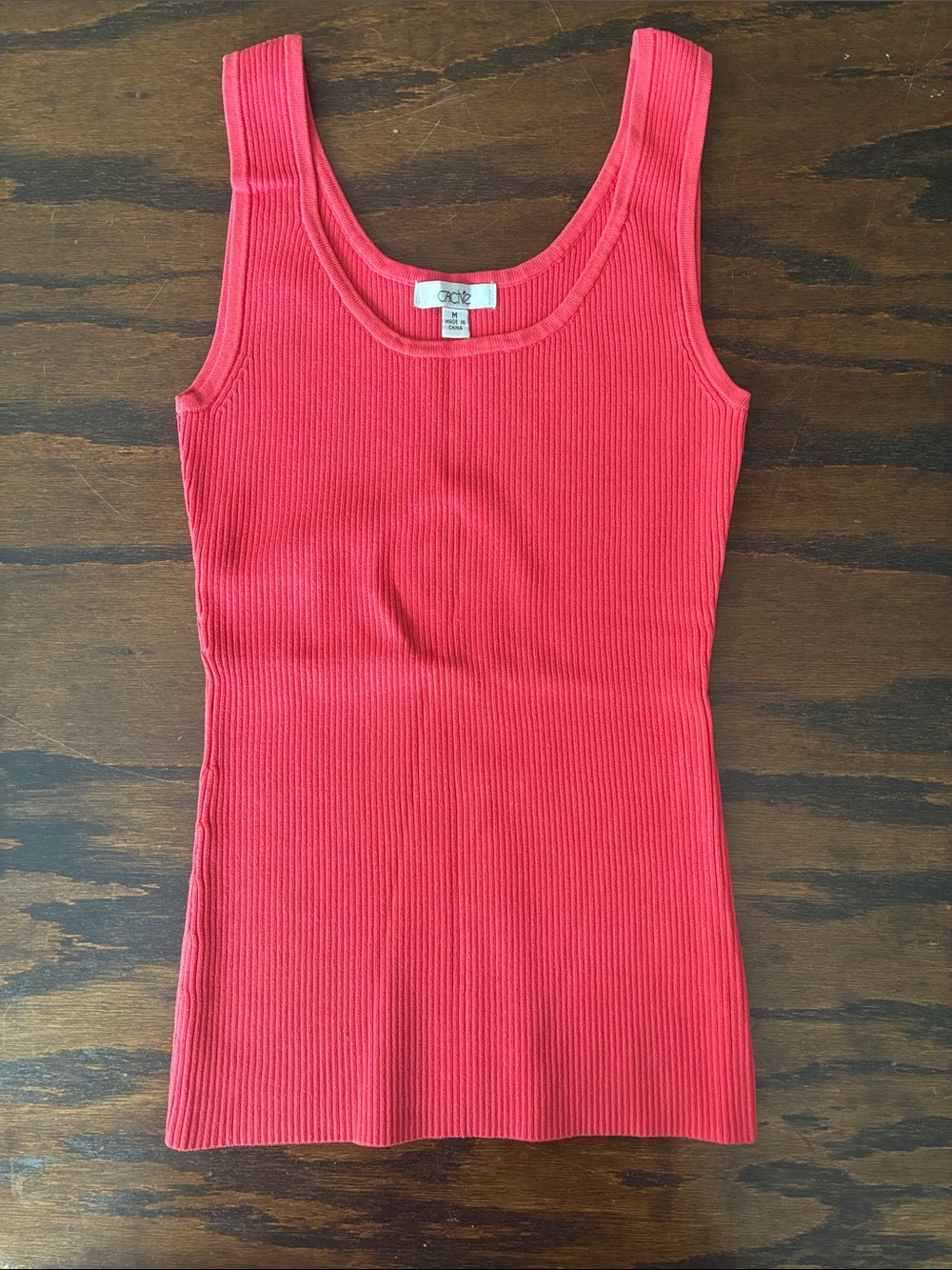 Cache Ribbed Tank Top in Coral